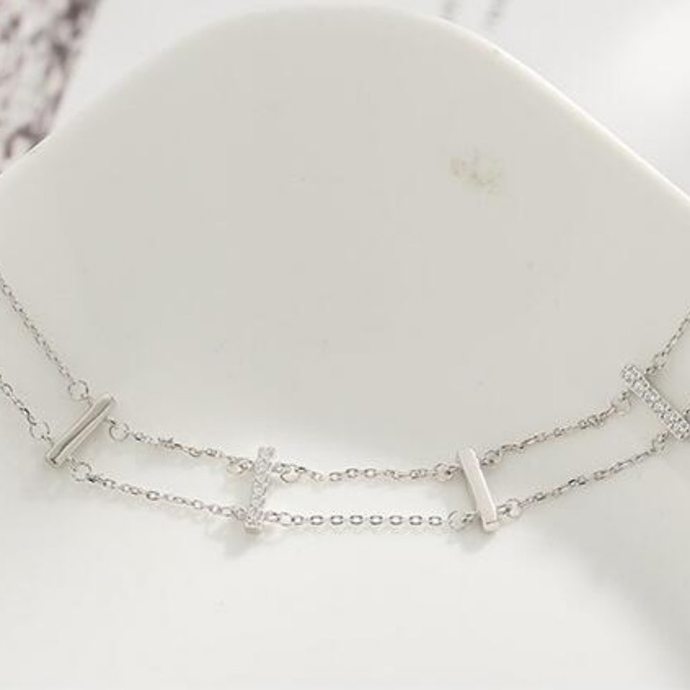 NEW 925 Sterling Silver Diamond Bar Bracelet - Picture 8 of 10